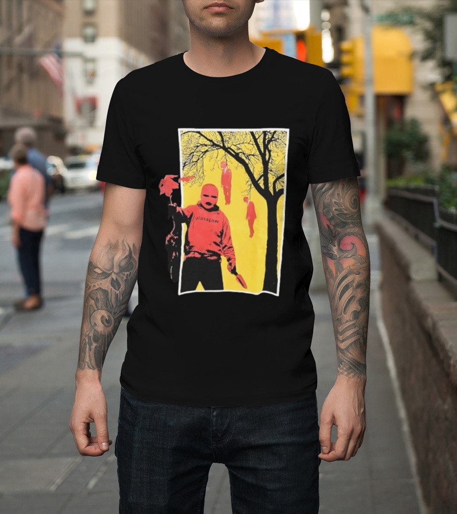 Glassjaw Save Plant A Tree Red Masked Figure With Hanging Figures And Tree T-Shirt