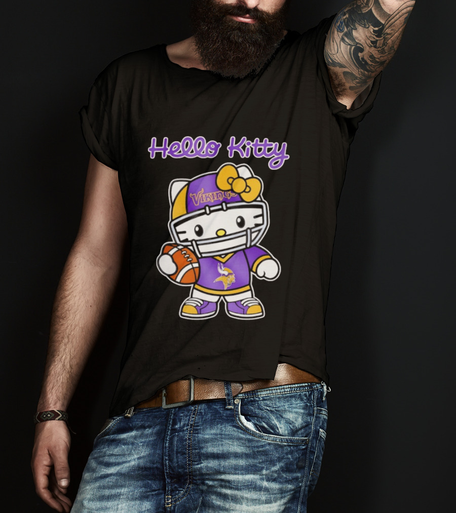 Hello Kitty Minnesota Vikings Football Fan Art Collaboration T-Shirt
