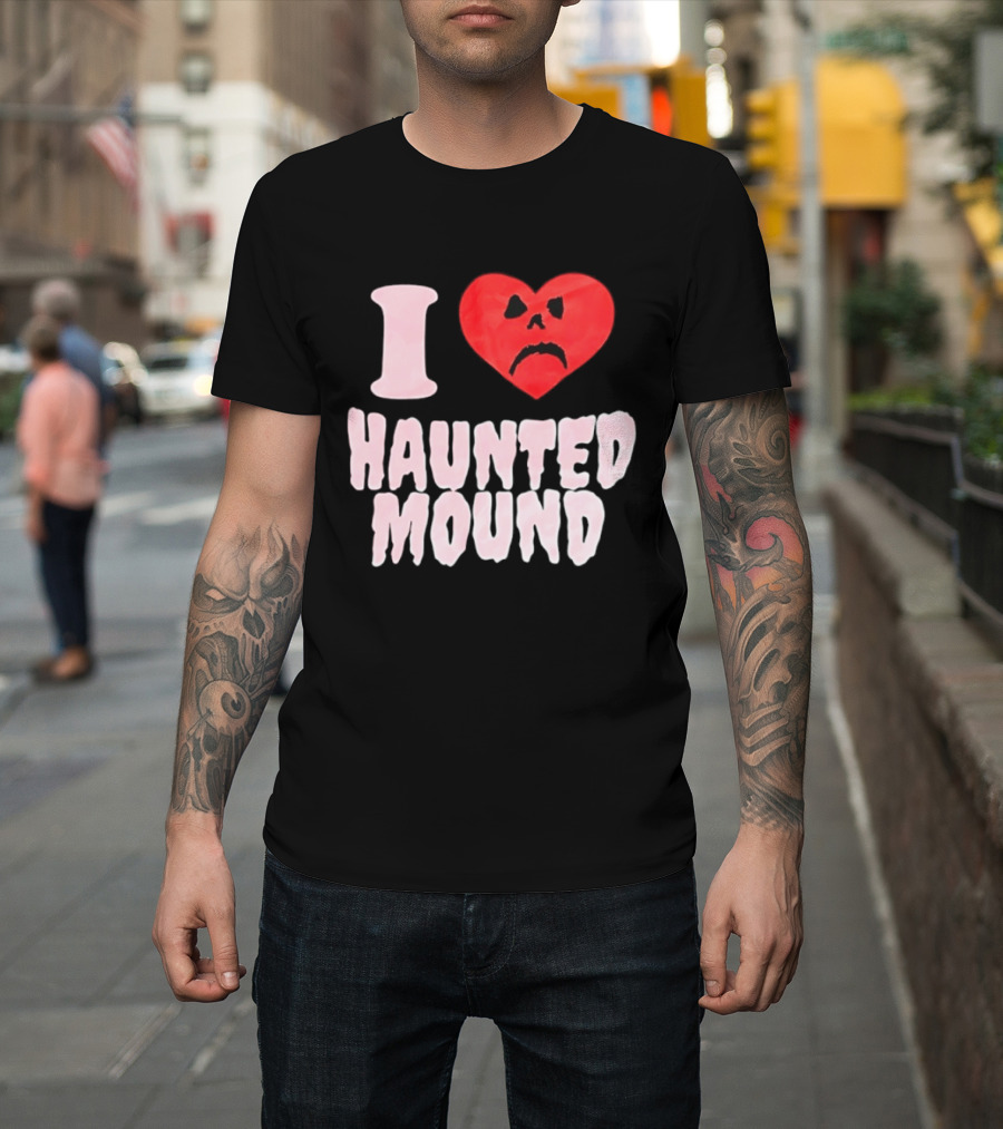 I Love Haunted Mound Heart Face T-Shirt