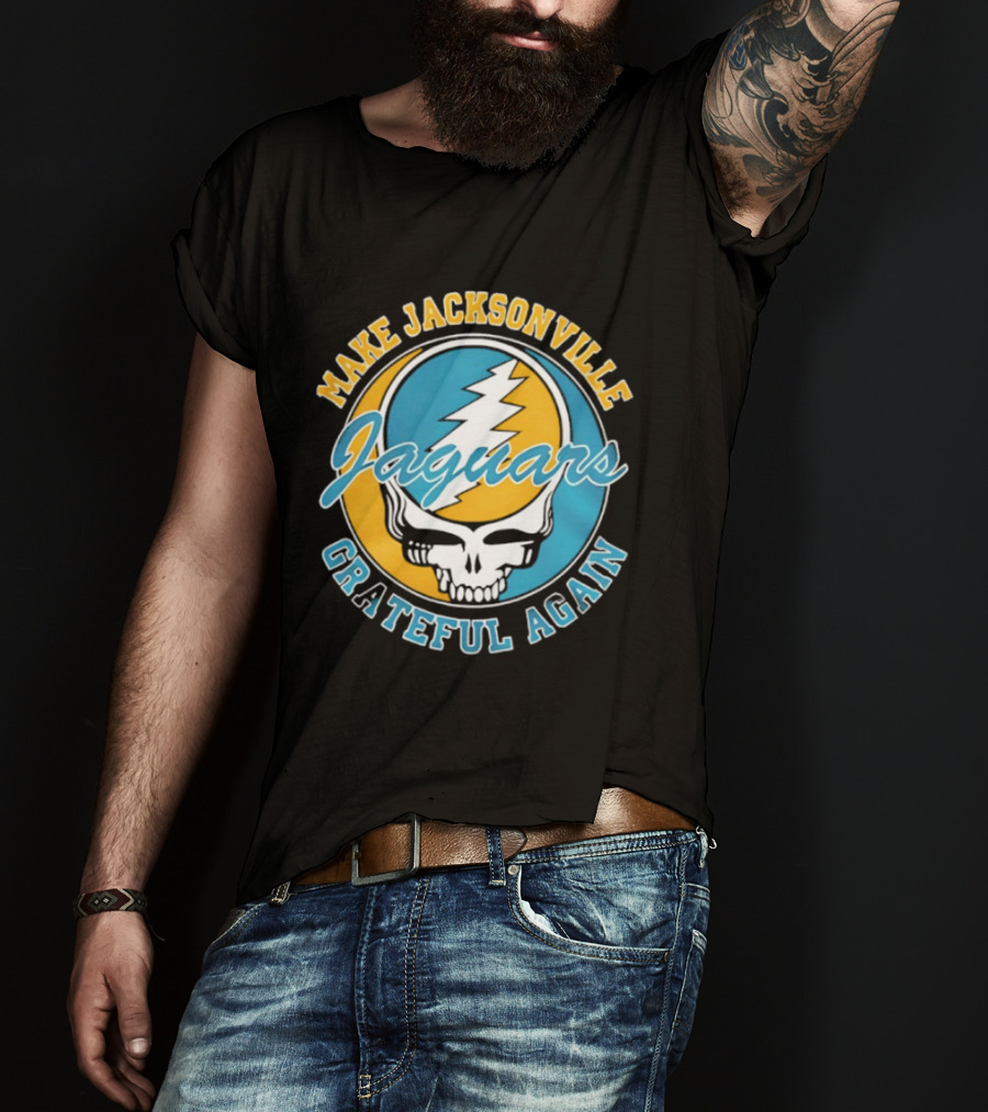 Jacksonville Jaguars Make Jacksonville Grateful Again Skulls And Lightning T-Shirt