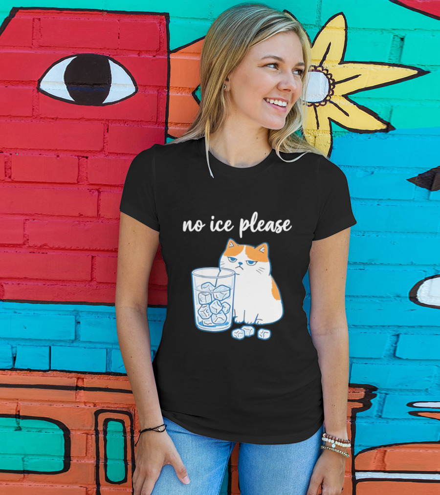 No Ice Please Cat Meme Cartoon Humor Ice Cube T-Shirt