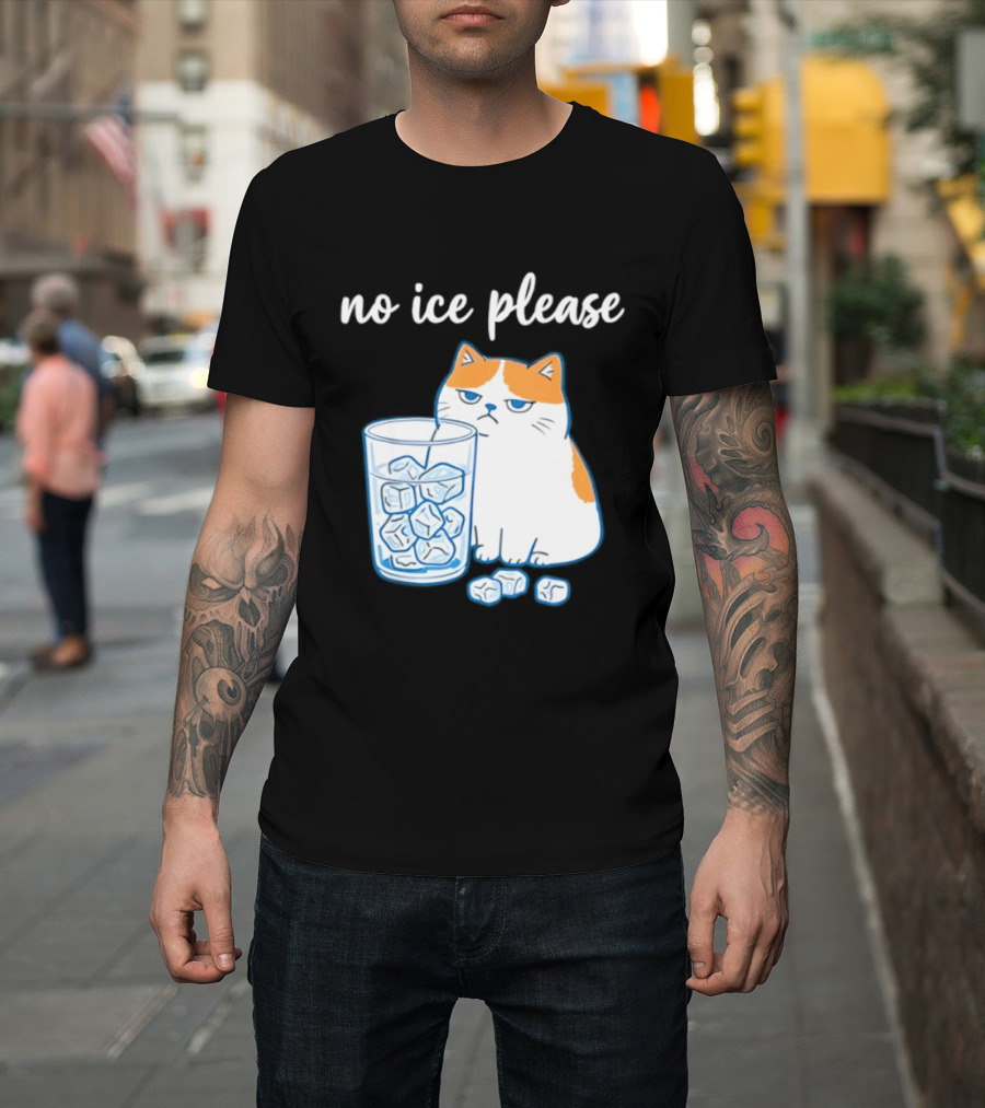 No Ice Please Cat Meme Cartoon Humor Ice Cube T-Shirt