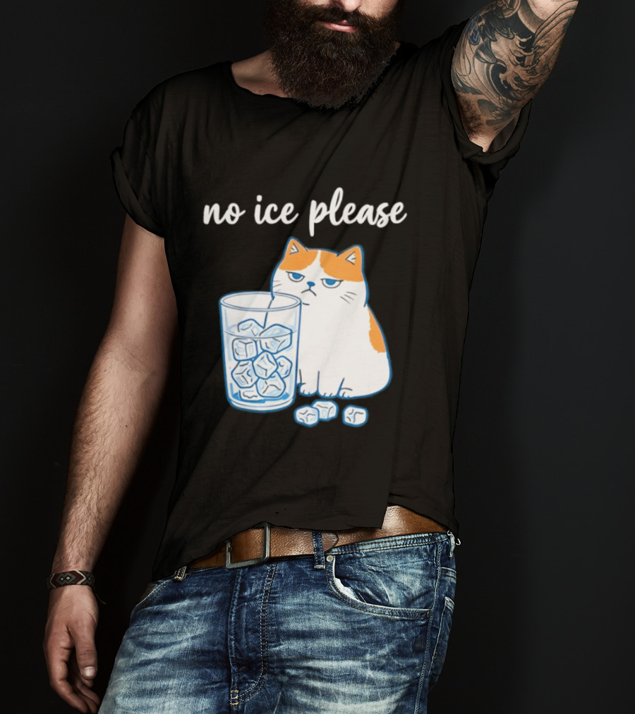 No Ice Please Cat Meme Cartoon Humor Ice Cube T-Shirt