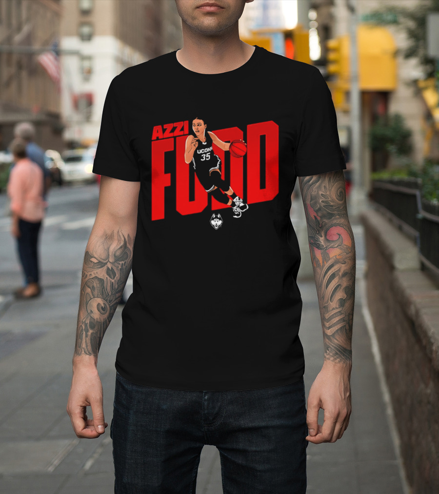 Azzi Fudd UConn 35 Basketball NCAA Fudd Red Block T-Shirt