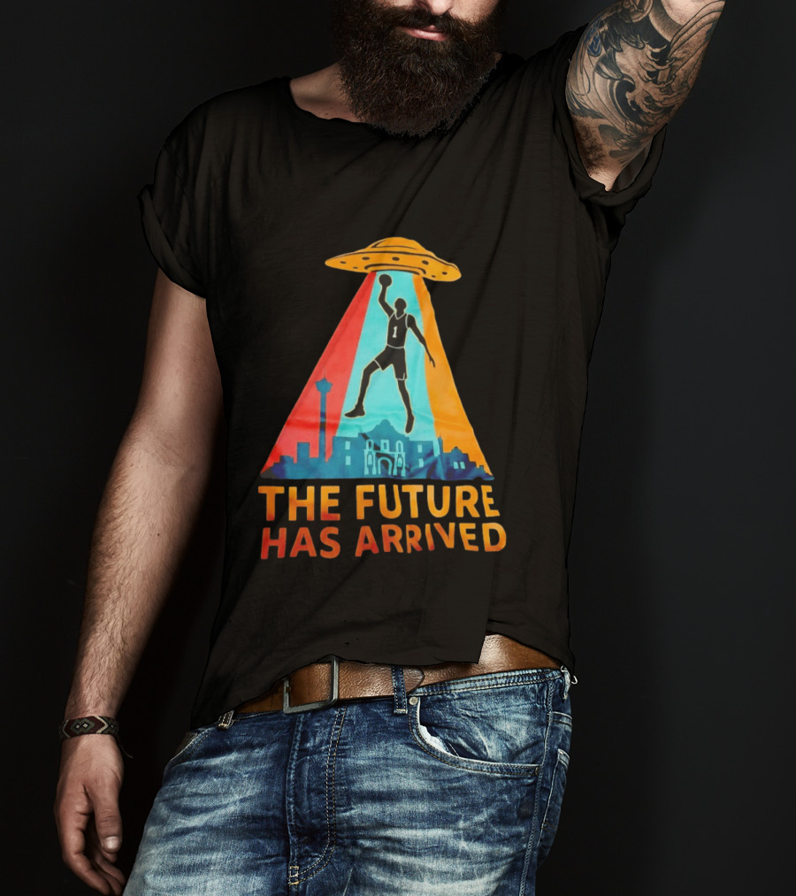 Basketball UFO Abduction Cityscape The Future Has Arrived T-Shirt