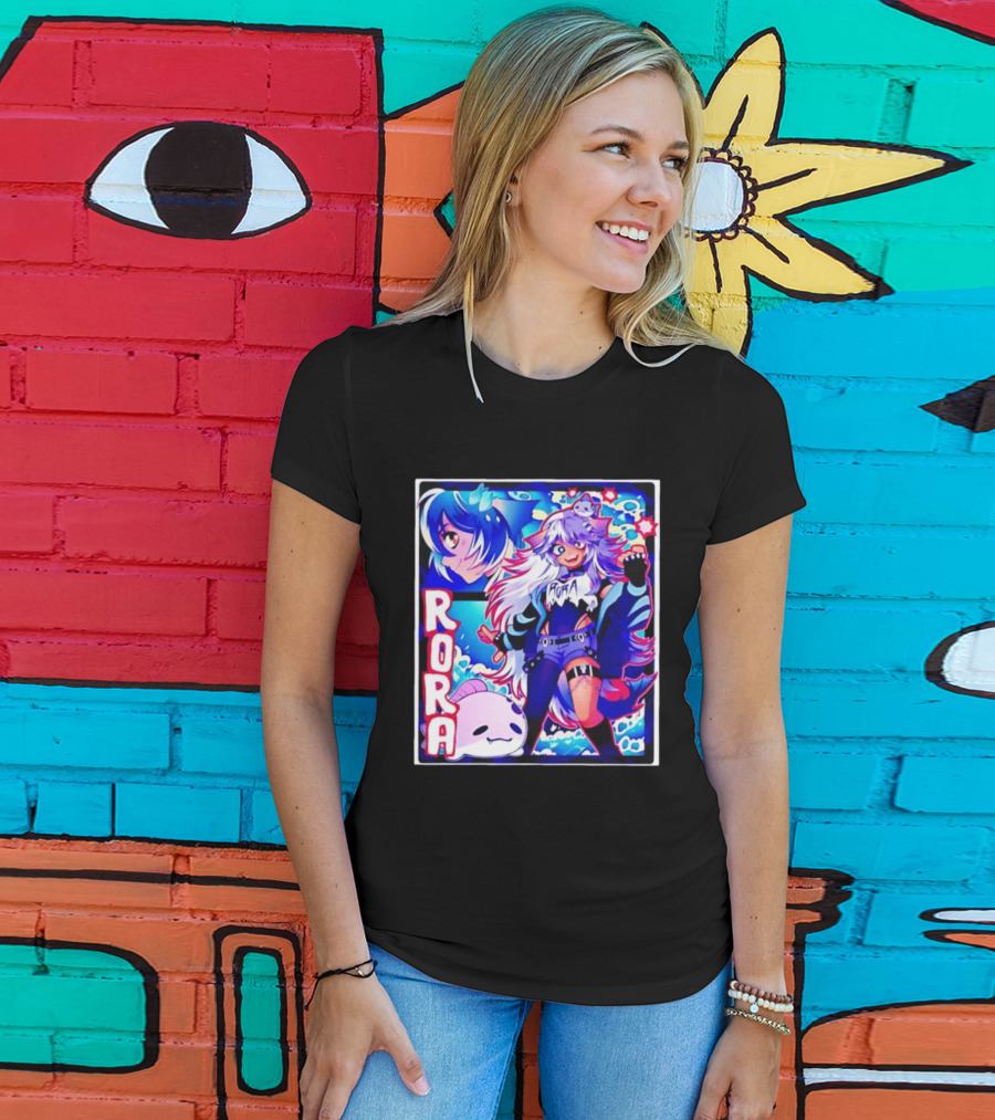 Rora Anime Character Vibrant Art With Cute Fantasy Elements And Pink Creature T-Shirt