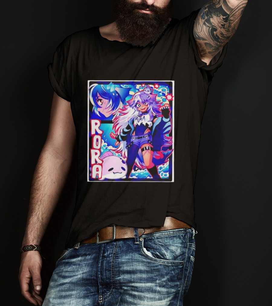 Rora Anime Character Vibrant Art With Cute Fantasy Elements And Pink Creature T-Shirt