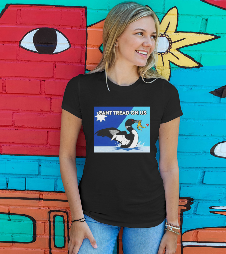 Can't Tread On Us Minnesota Loon Yellow Snake Black Bird Blue T-Shirt