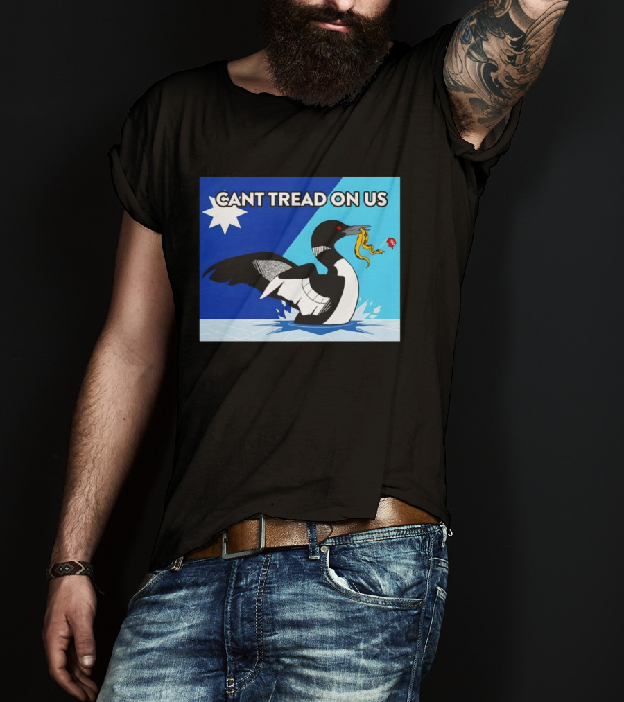 Can't Tread On Us Minnesota Loon Yellow Snake Black Bird Blue T-Shirt