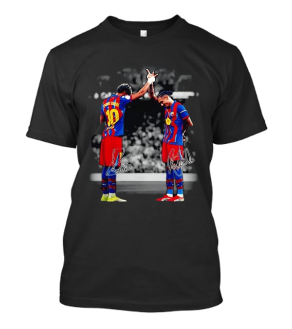 Lamine Yamal Raphinha Barcelona Brazil Soccer Duo Signatures T-Shirt