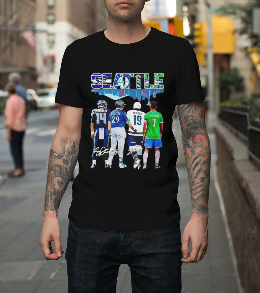 Seattle Sam Darnold Cal Raleigh Jared McCann Cristian Roldan Skyline T-Shirt