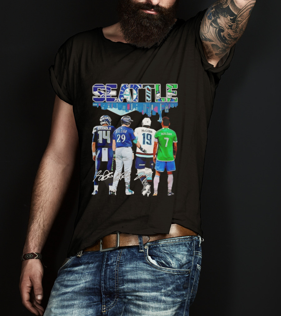 Seattle Sam Darnold Cal Raleigh Jared McCann Cristian Roldan Skyline T-Shirt