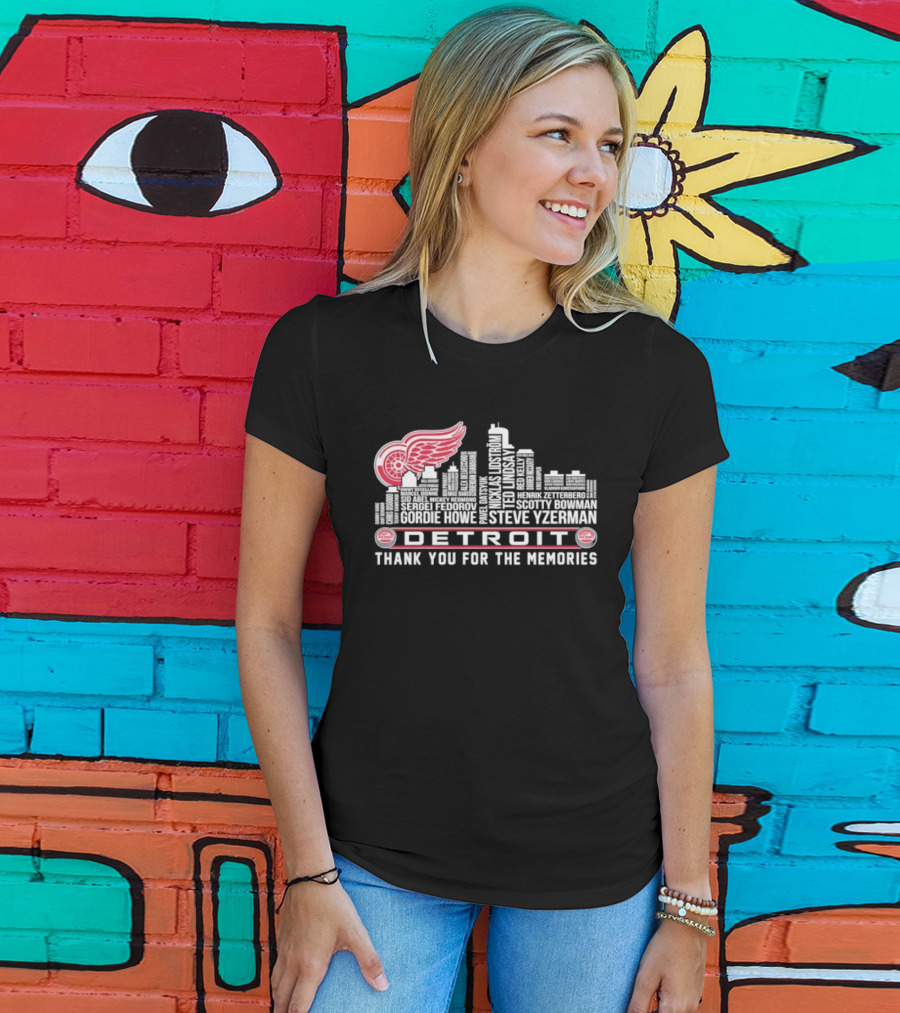 Detroit Red Wings City Skyline Steve Yzerman Thank You For The Memories T-Shirt