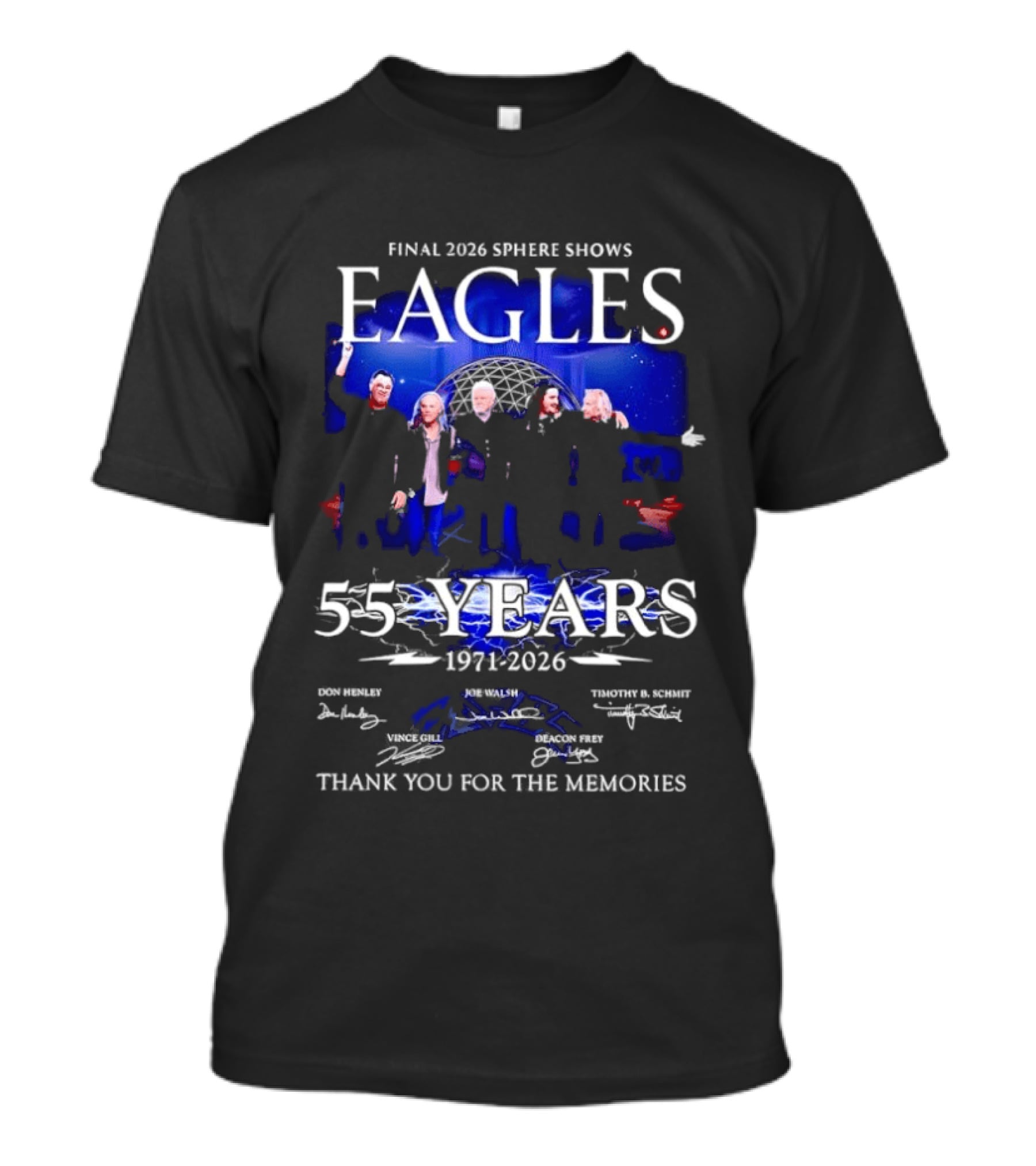 Eagles Final 2026 Sphere Shows 55 Years 1971 2026 Thank You For The Memories Signatures T-Shirt