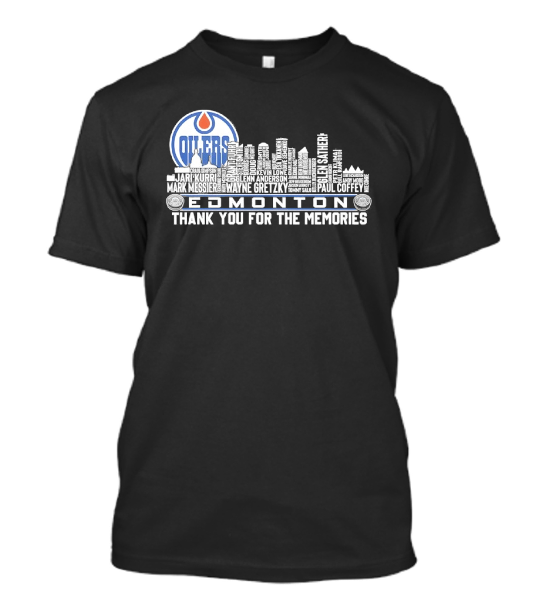Edmonton Oilers Players City Skyline Thank You For The Memories T-Shirt