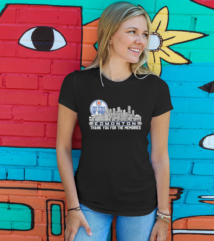 Edmonton Oilers Players City Skyline Thank You For The Memories T-Shirt