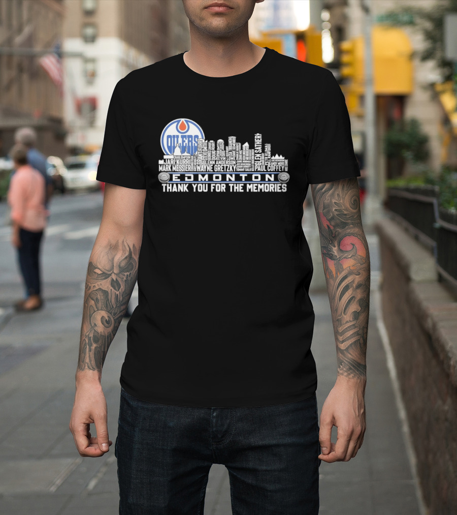 Edmonton Oilers Players City Skyline Thank You For The Memories T-Shirt