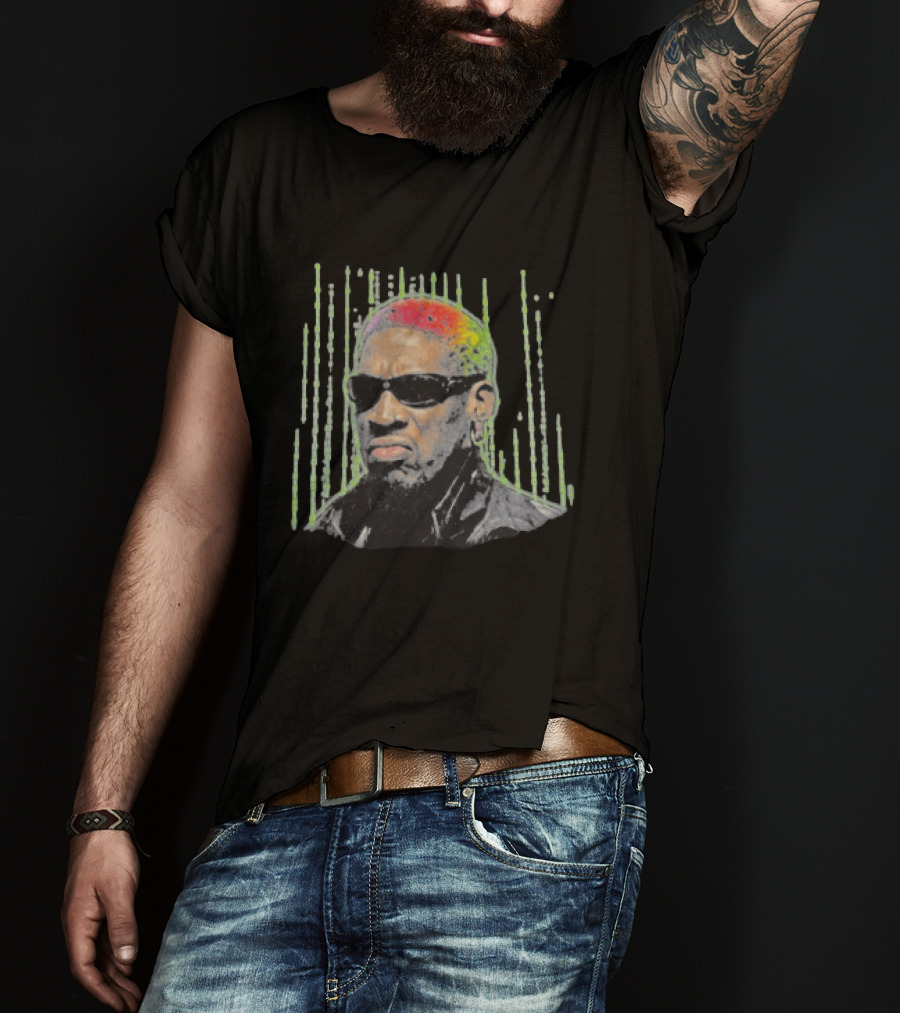 Dennis Rodman Vibe Colorful Hair Sunglasses T-Shirt
