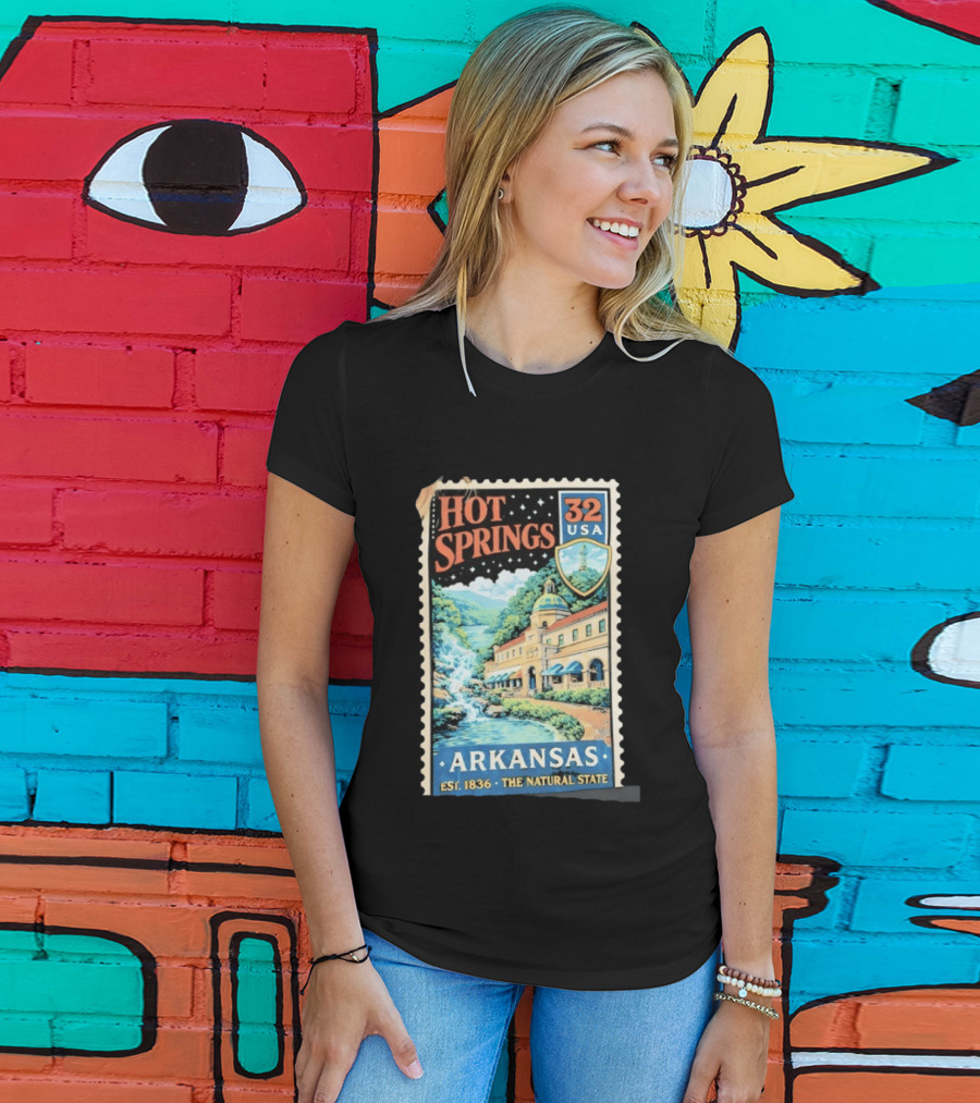 Hot Springs 32 USA Arkansas Established 1836 The Natural State Vintage Stamp T-Shirt