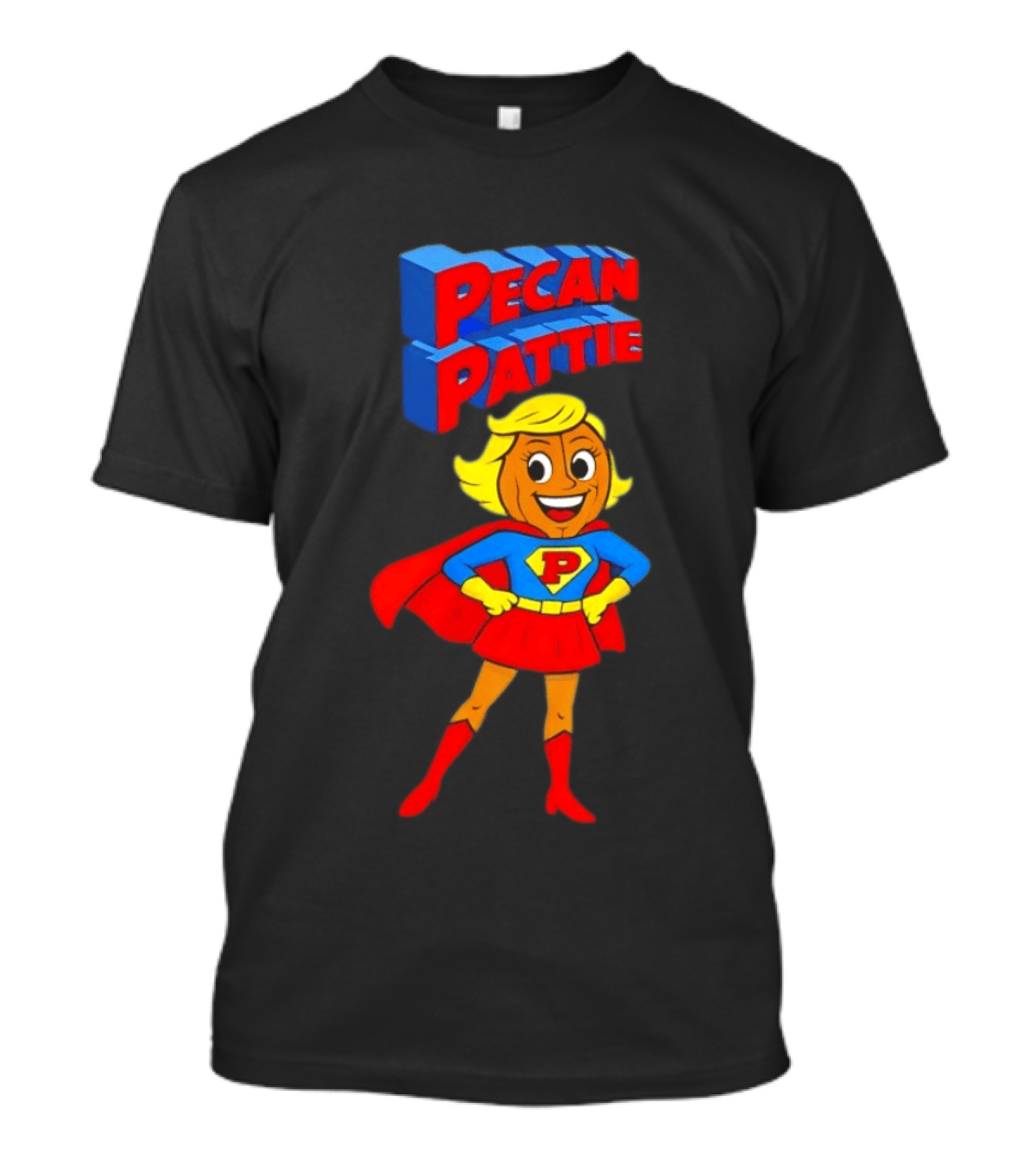 Pecan Pattie Superhero Character Red Blue Outfit T-Shirt