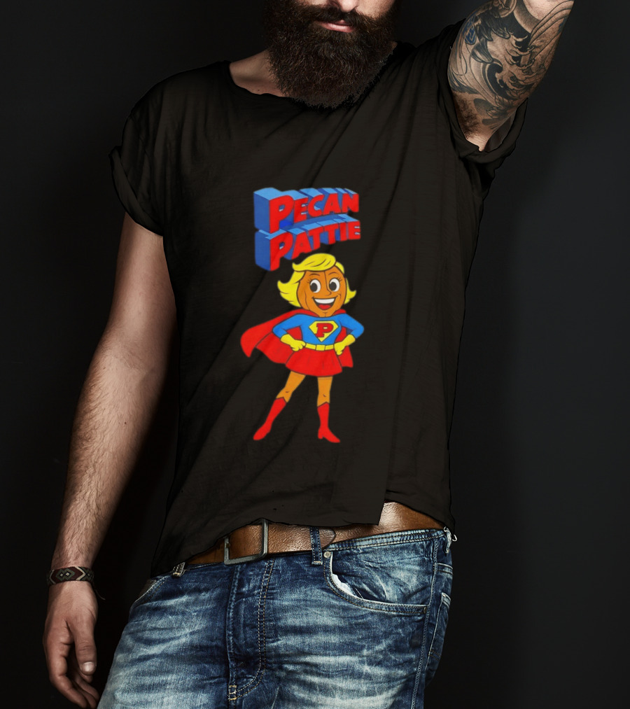 Pecan Pattie Superhero Character Red Blue Outfit T-Shirt
