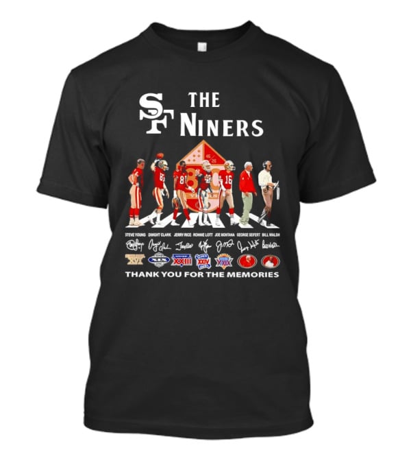 The Niners San Francisco 49ers Legends Thank You For The Memories Icons And Championships T-Shirt