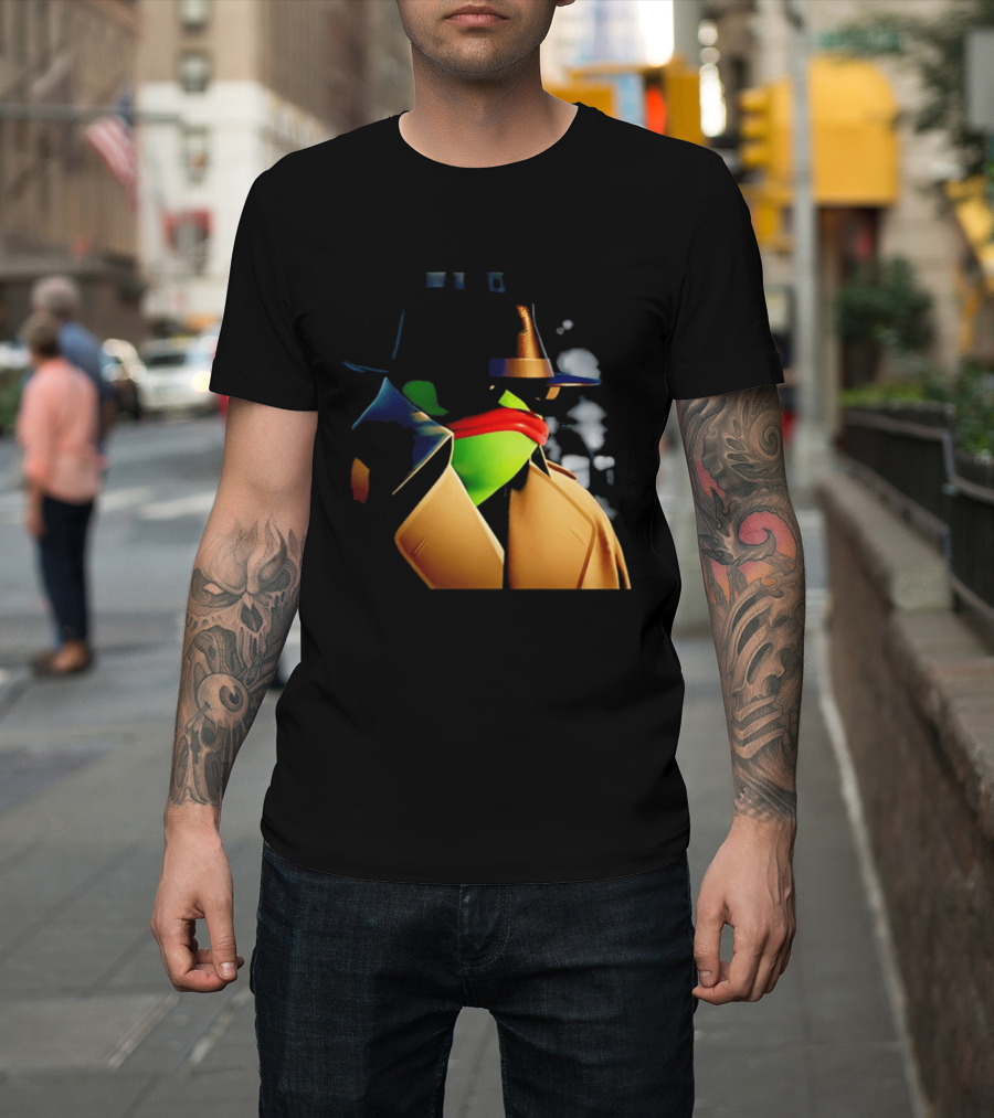 Pepe The Frog Detective Trench Coat Cigarette Doodles T-Shirt