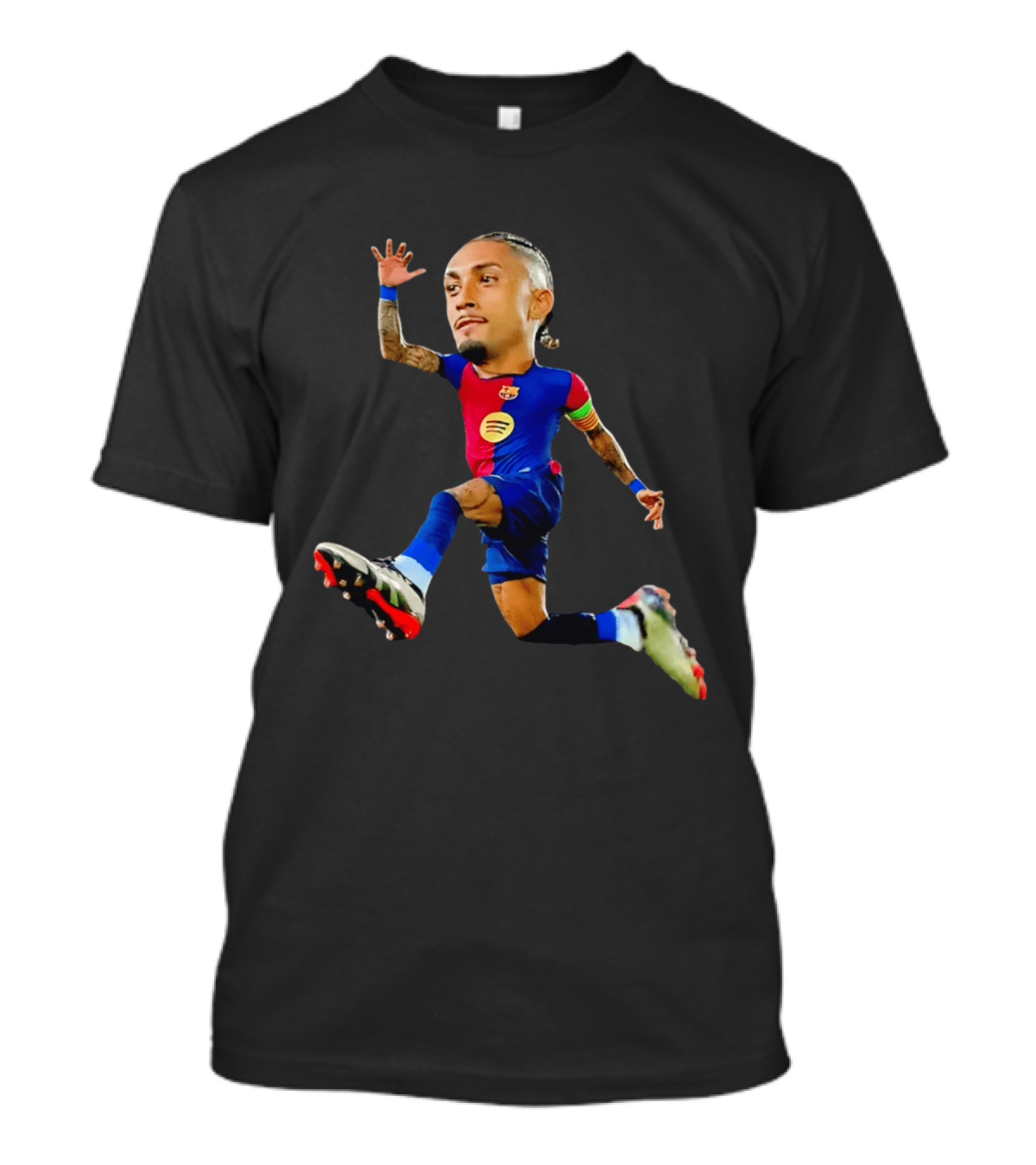 Raphinha Barcelona La Liga Brasil Caricature Player Action Pose T-Shirt
