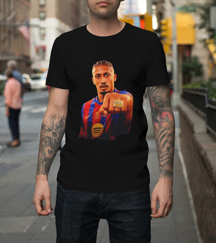 Raphinha Barcelona Brazil Player Ring La Liga Collage T-Shirt