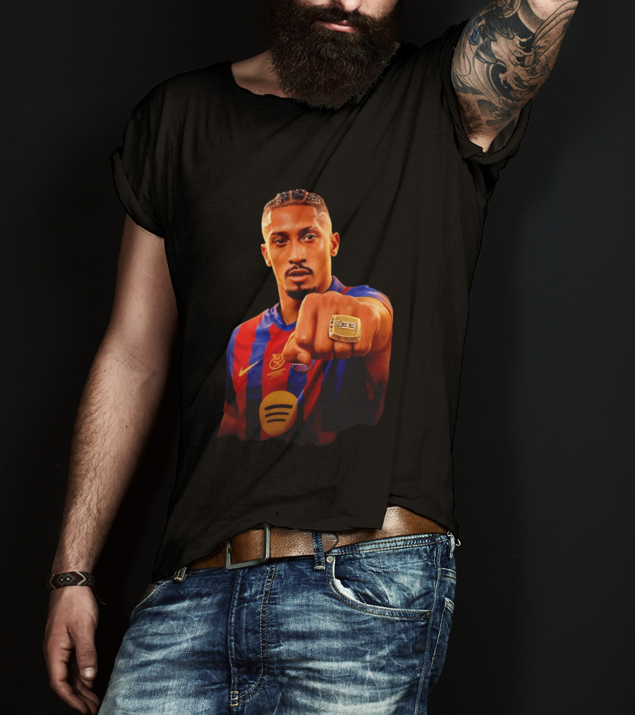 Raphinha Barcelona Brazil Player Ring La Liga Collage T-Shirt