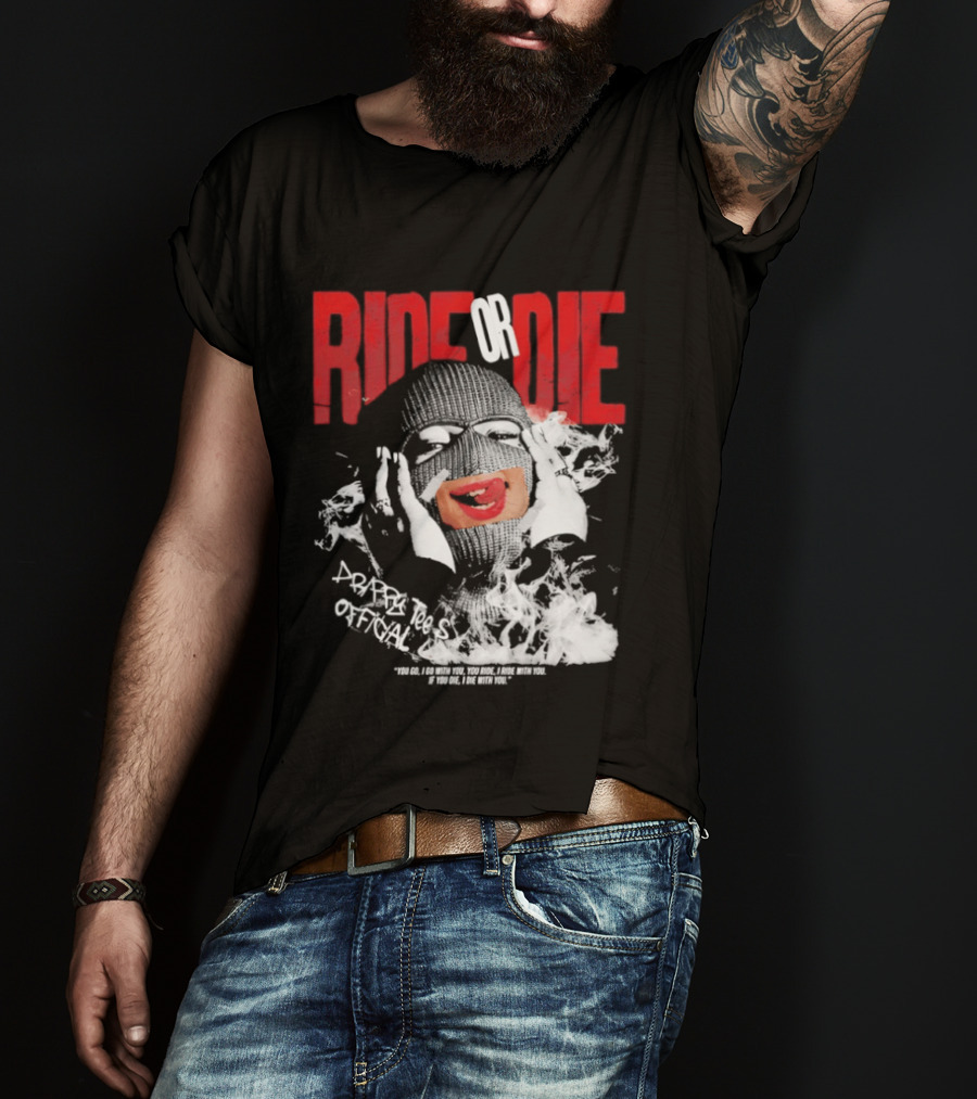 Ride Or Die Joker Grunge Typography And Distorted Joker Face T-Shirt