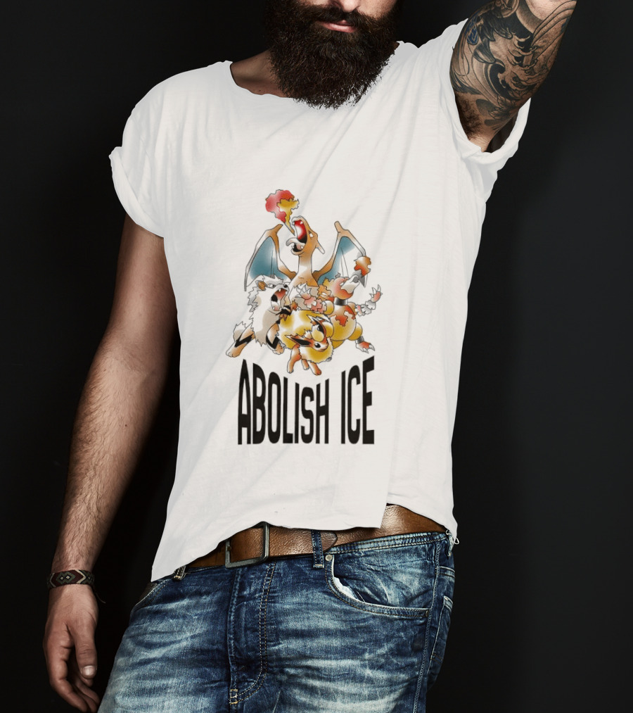 Abolish ICE Pokémon Characters Charizard Blastoise Pikachu Protest T-Shirt