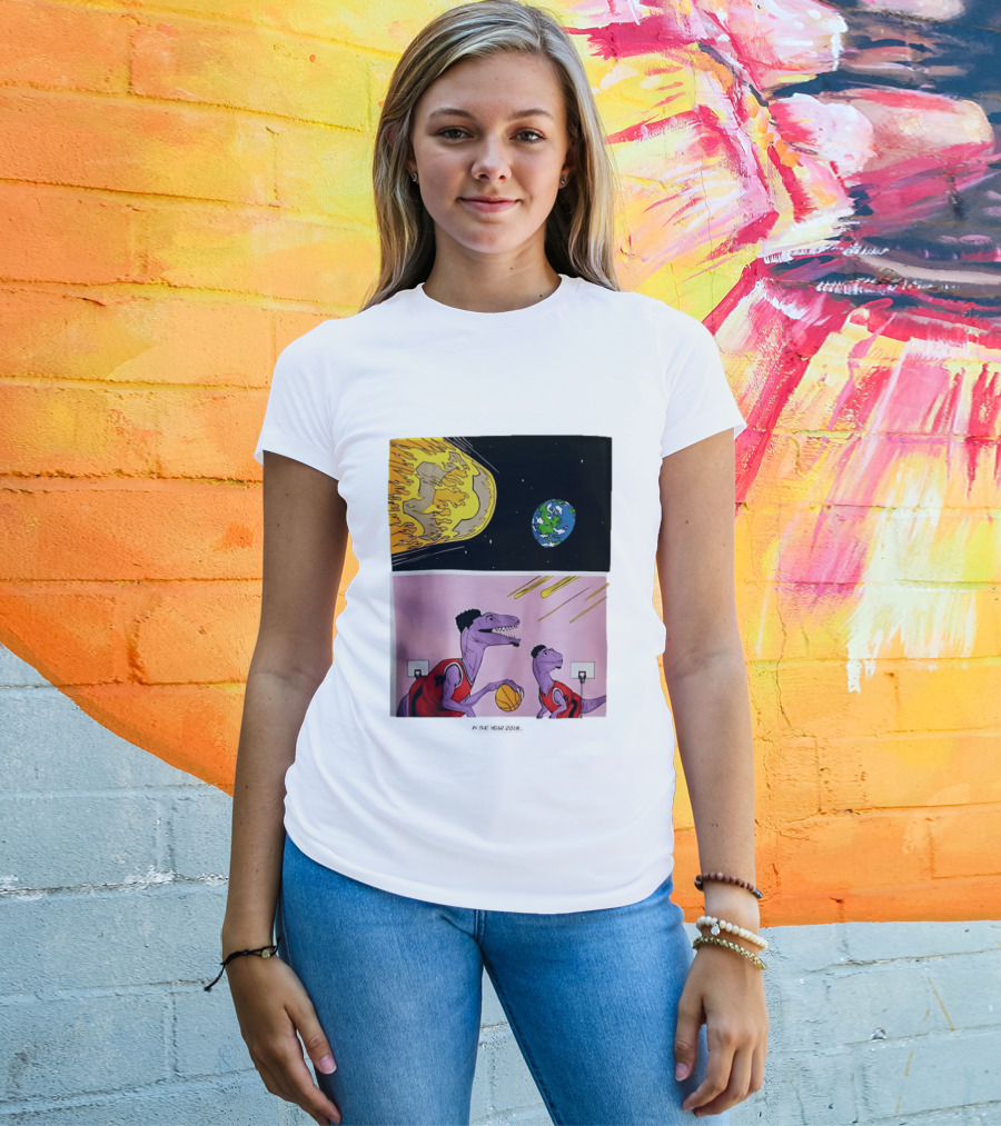 Bron Sends Him A LeBronto Dinosaur Meteor Basketball Earth Raptors T-Shirt