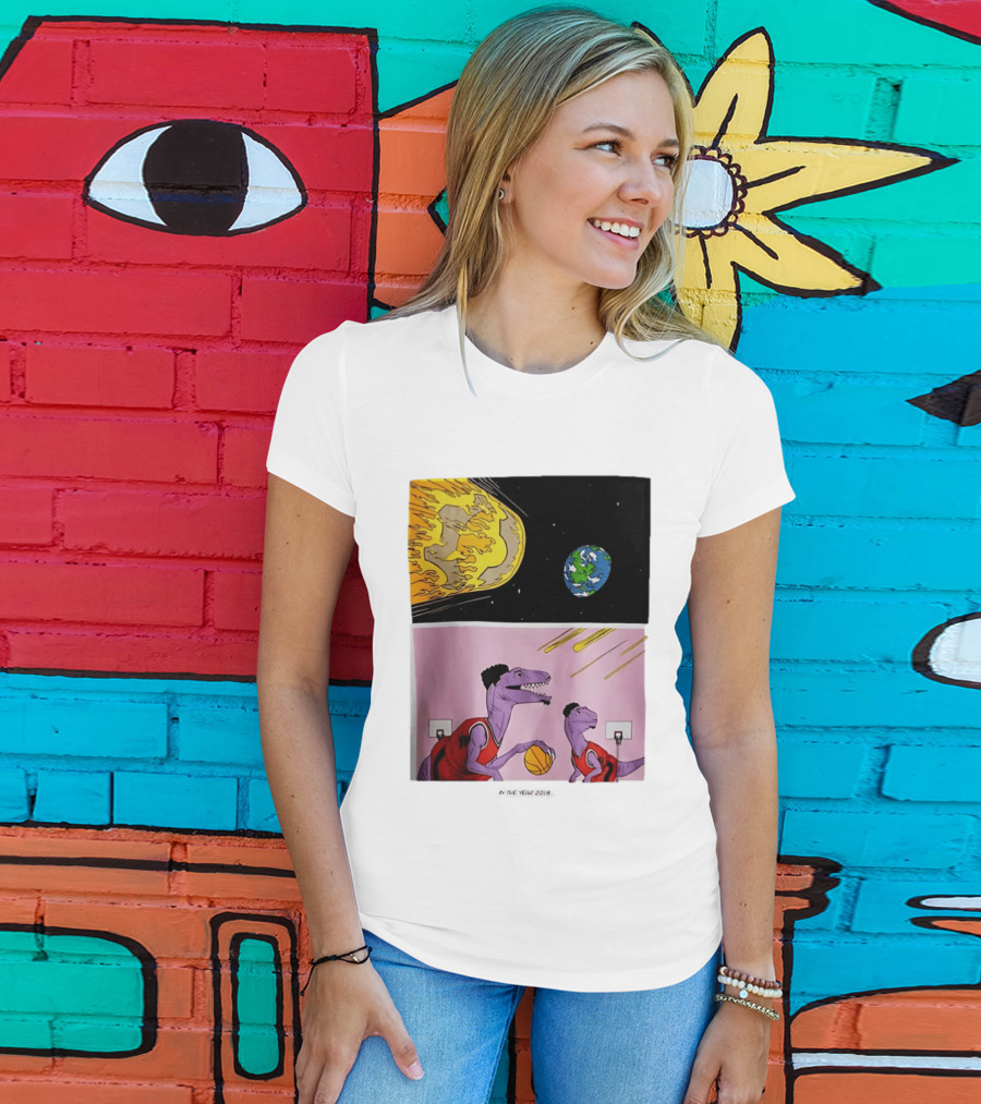 Bron Sends Him A LeBronto Dinosaur Meteor Basketball Earth Raptors T-Shirt