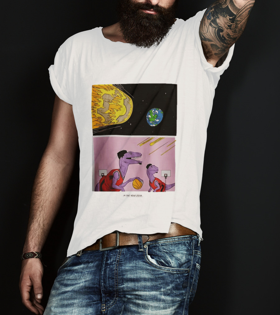 Bron Sends Him A LeBronto Dinosaur Meteor Basketball Earth Raptors T-Shirt