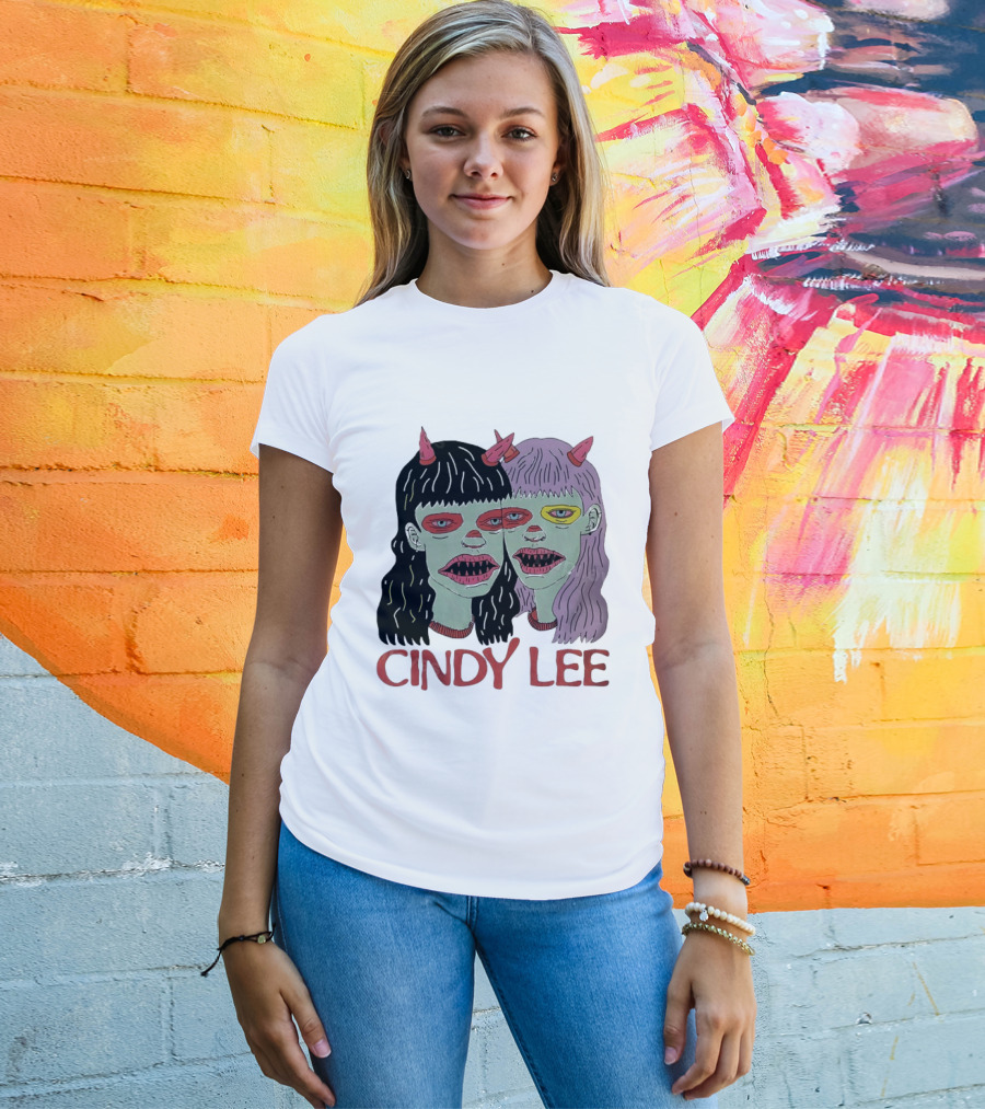 Cindy Lee Two Face Horned Creature Horror T-Shirt
