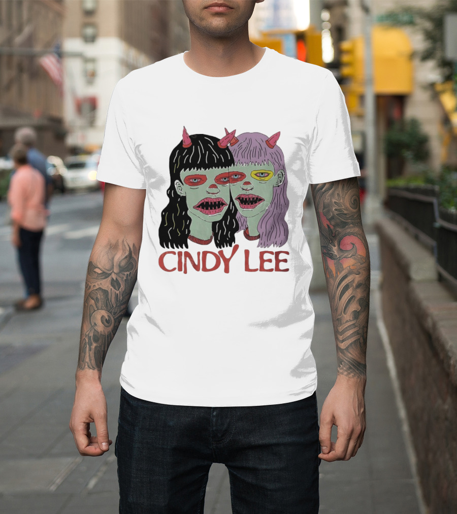 Cindy Lee Two Face Horned Creature Horror T-Shirt