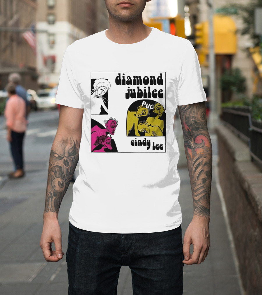 Diamond Jubilee Music Album Cindy Lee Illustrated Faces T-Shirt
