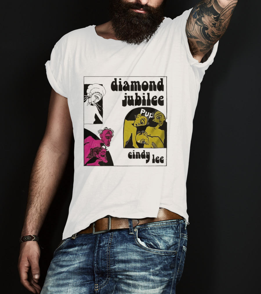 Diamond Jubilee Music Album Cindy Lee Illustrated Faces T-Shirt