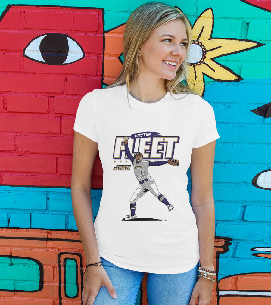 Kirsten Fleet JMU Softball NCAA Player Caricature T-Shirt