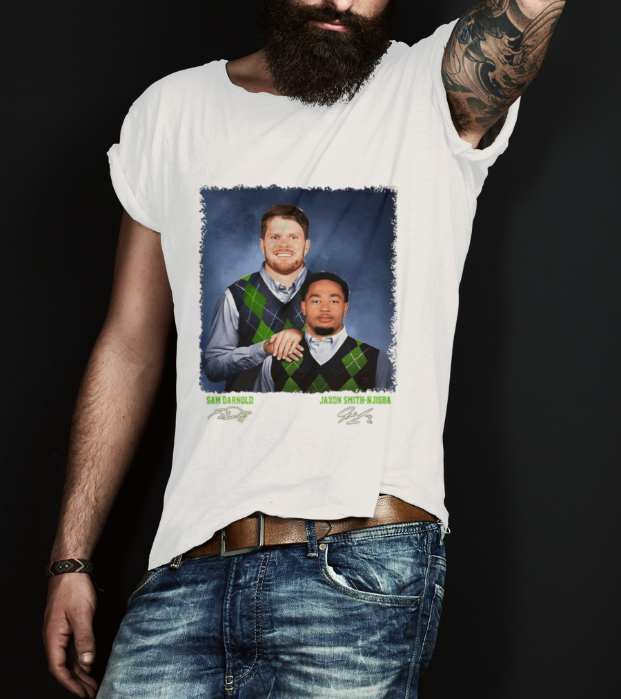 Sam Darnold Jaxon Smith Njigba Seattle Seahawks Step Brothers Football T-Shirt
