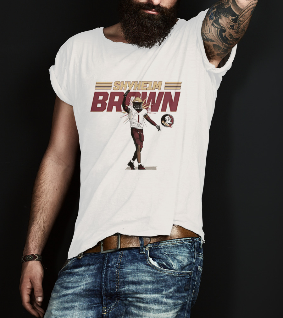 Shyheim Brown Fsu Football Caricature Ncaa Player Execution T-Shirt