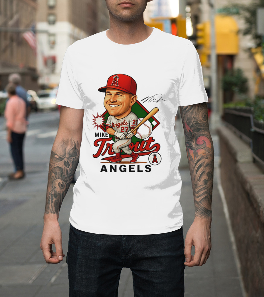 Mike Trout Angels Baseball Caricature Los Angeles Legend T-Shirt