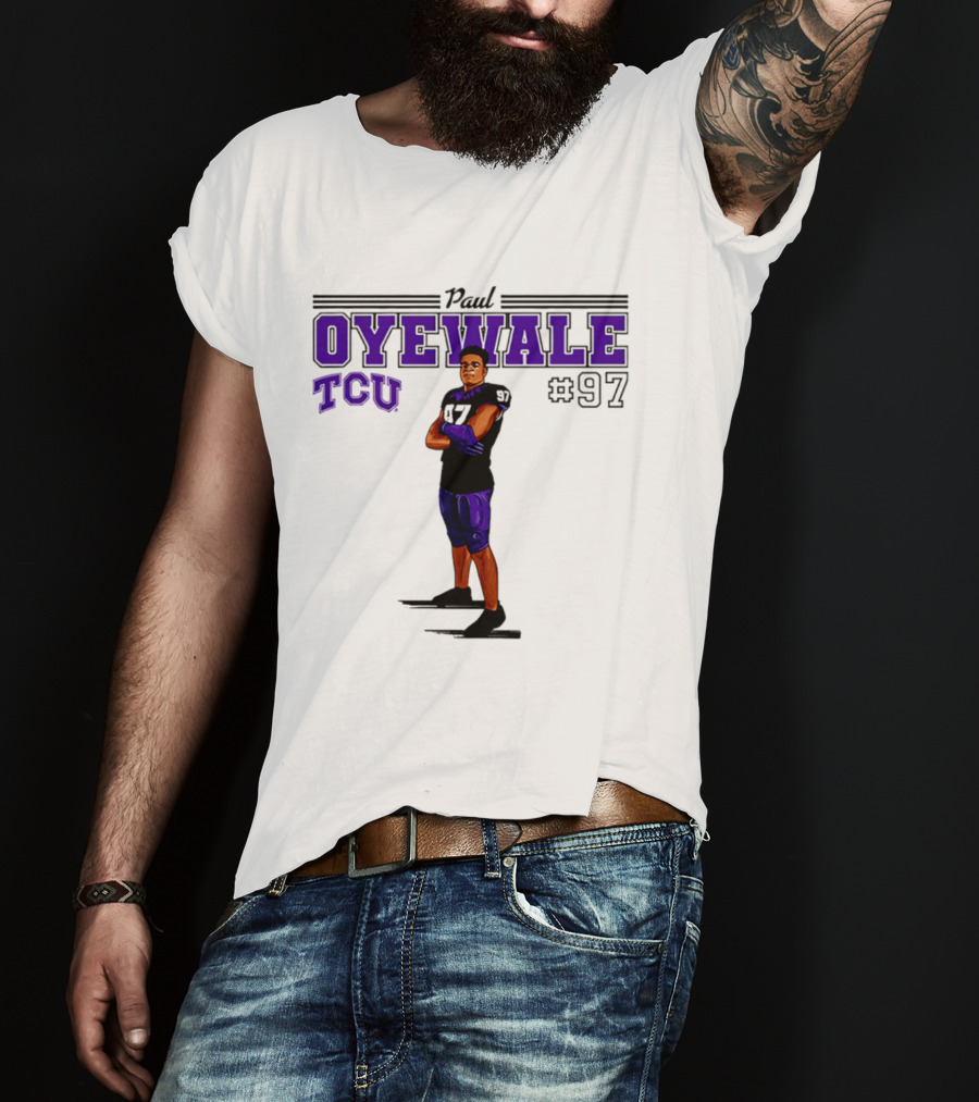 Paul Oyewale TCU Football NCAA #97 Caricature T-Shirt