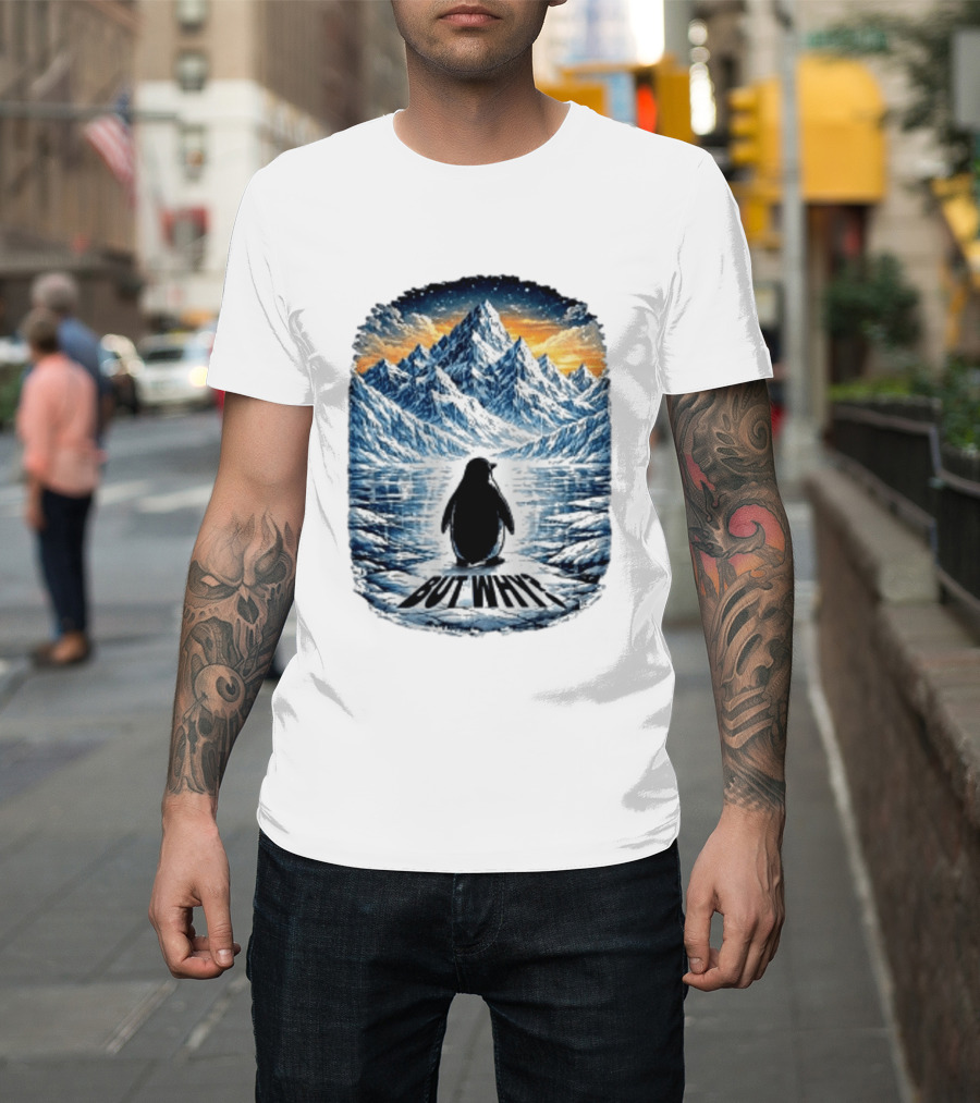 Viral Nihilist Penguin But Why Mountain Reflection T-Shirt