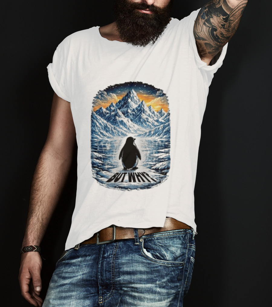 Viral Nihilist Penguin But Why Mountain Reflection T-Shirt
