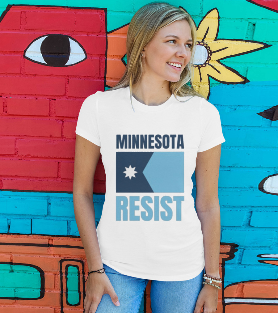 MINNESOTA RESIST Star Flag Blue Rectangle T-Shirt