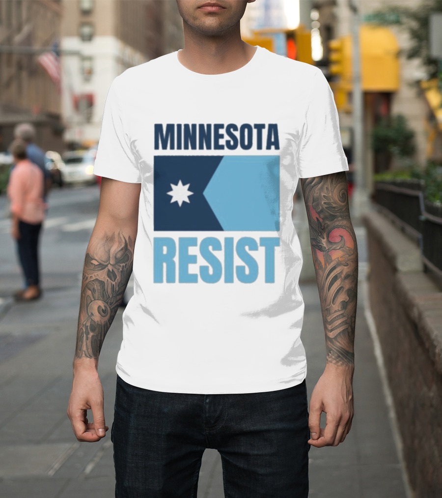 MINNESOTA RESIST Star Flag Blue Rectangle T-Shirt