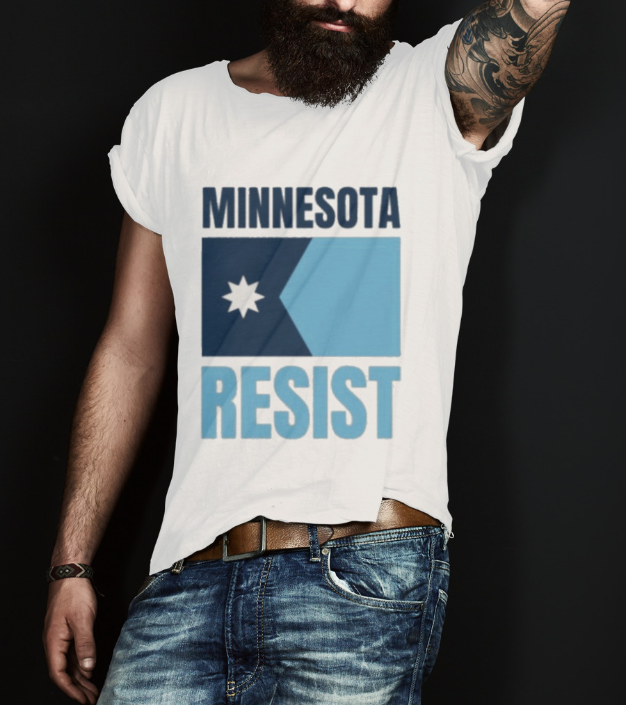MINNESOTA RESIST Star Flag Blue Rectangle T-Shirt