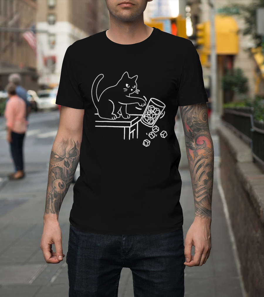 Abolish ICE Black Cat Knocking Over Glass Ice Cube Meme T-Shirt